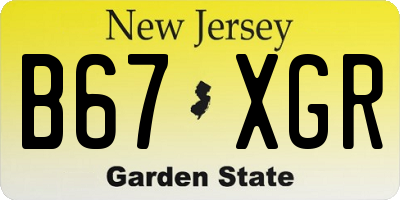 NJ license plate B67XGR