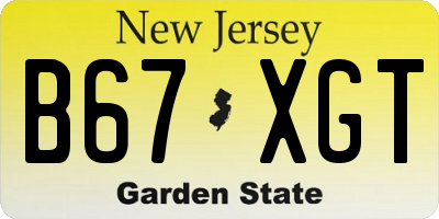 NJ license plate B67XGT