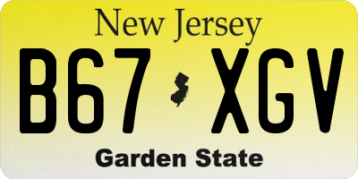 NJ license plate B67XGV