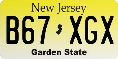 NJ license plate B67XGX