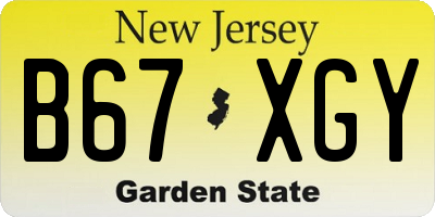 NJ license plate B67XGY