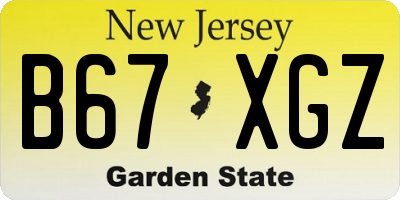 NJ license plate B67XGZ