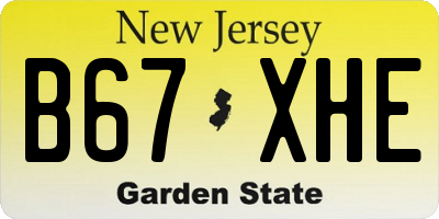NJ license plate B67XHE