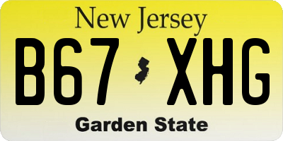 NJ license plate B67XHG
