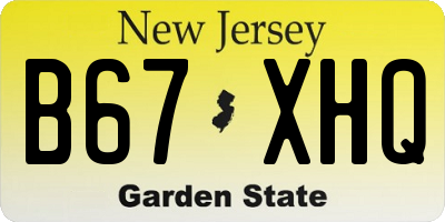 NJ license plate B67XHQ