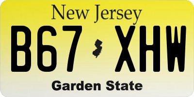 NJ license plate B67XHW