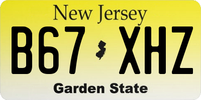 NJ license plate B67XHZ