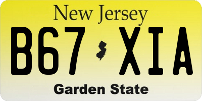 NJ license plate B67XIA