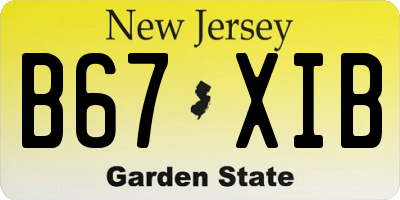 NJ license plate B67XIB