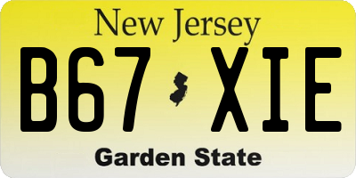 NJ license plate B67XIE