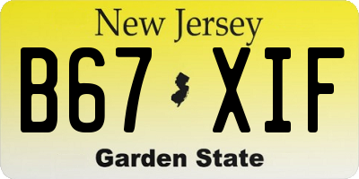 NJ license plate B67XIF