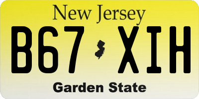 NJ license plate B67XIH