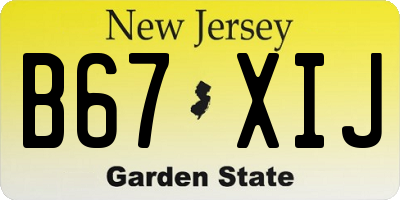 NJ license plate B67XIJ