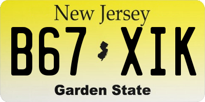 NJ license plate B67XIK