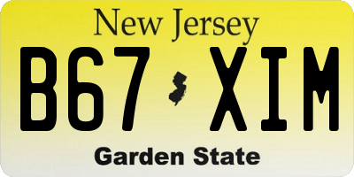 NJ license plate B67XIM