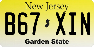 NJ license plate B67XIN