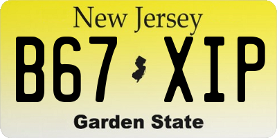 NJ license plate B67XIP