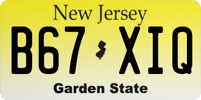 NJ license plate B67XIQ