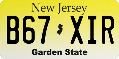 NJ license plate B67XIR