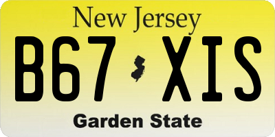 NJ license plate B67XIS