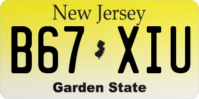 NJ license plate B67XIU