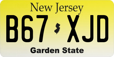 NJ license plate B67XJD