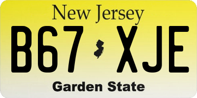 NJ license plate B67XJE