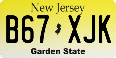 NJ license plate B67XJK