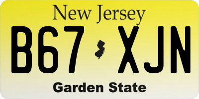 NJ license plate B67XJN
