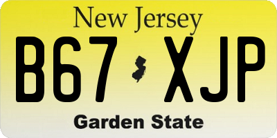 NJ license plate B67XJP