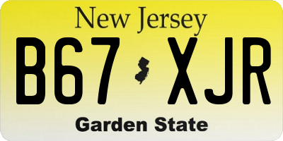 NJ license plate B67XJR