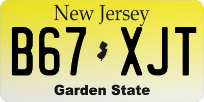 NJ license plate B67XJT