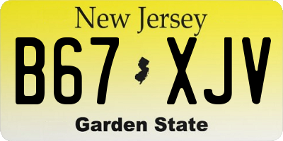 NJ license plate B67XJV