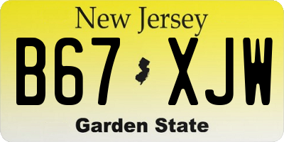 NJ license plate B67XJW