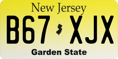 NJ license plate B67XJX