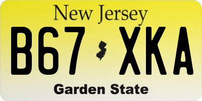 NJ license plate B67XKA
