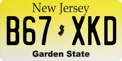 NJ license plate B67XKD