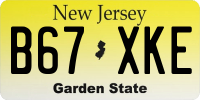NJ license plate B67XKE