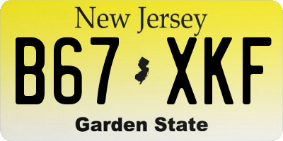 NJ license plate B67XKF