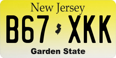 NJ license plate B67XKK