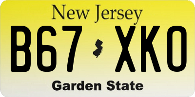 NJ license plate B67XKO
