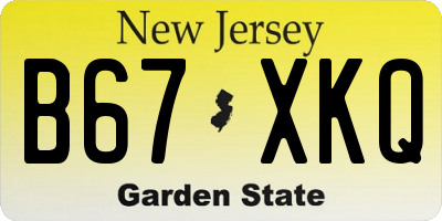 NJ license plate B67XKQ