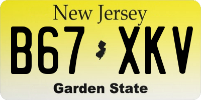NJ license plate B67XKV