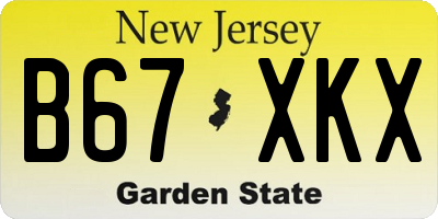 NJ license plate B67XKX