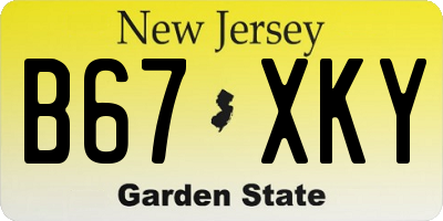 NJ license plate B67XKY