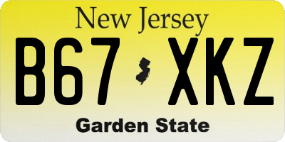 NJ license plate B67XKZ