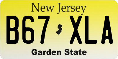 NJ license plate B67XLA