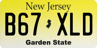 NJ license plate B67XLD