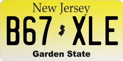 NJ license plate B67XLE