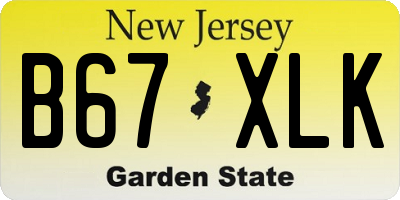 NJ license plate B67XLK